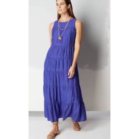 J Jill Tiered Dress Purple Maxi Dress Sleeveless Woman's XLarge XL Fairycore - Picture 1 of 14